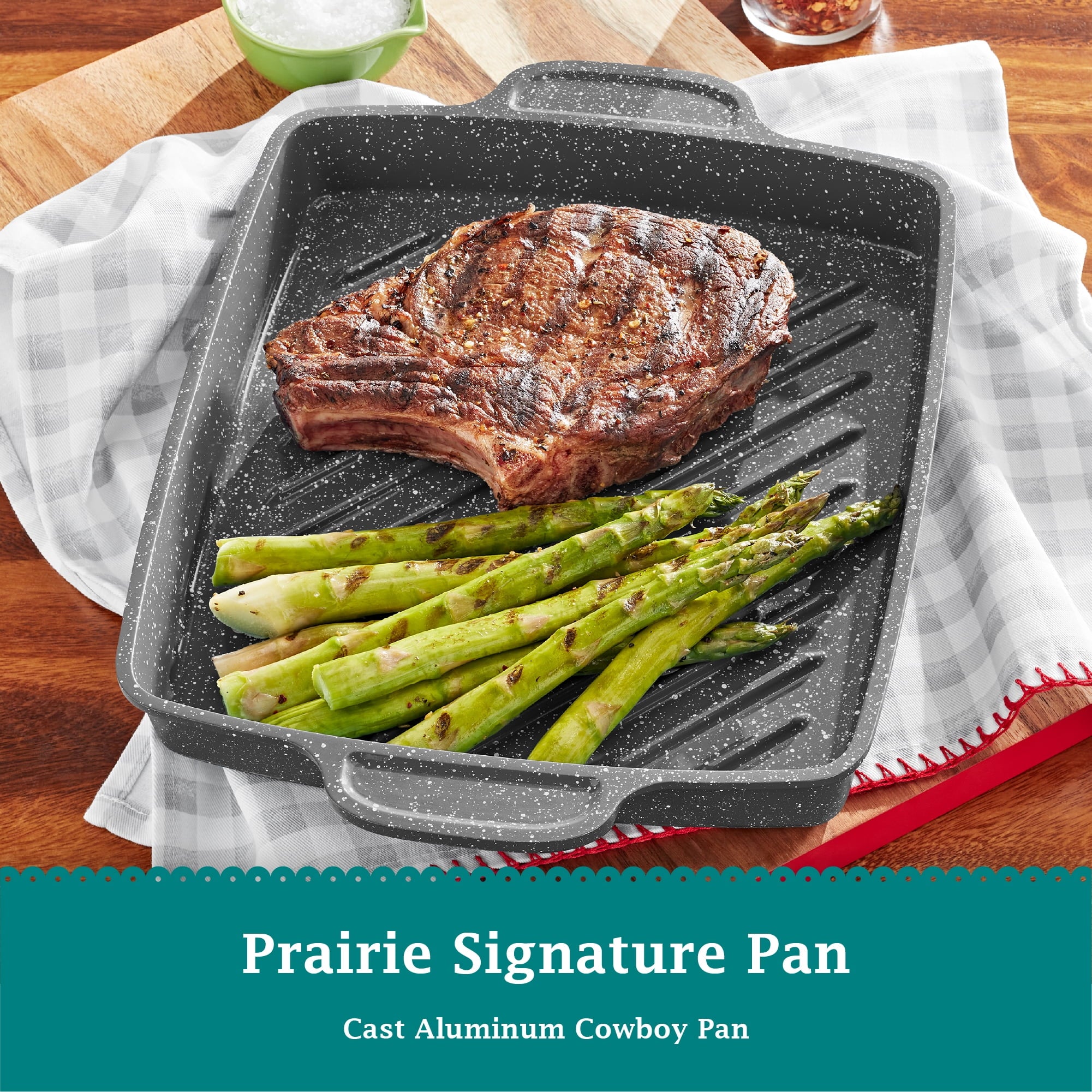 Homesteada™ Prairie Signature 10x12 inch Cast Aluminum Nonstick Cowboy Steak Pan with Speckled Design