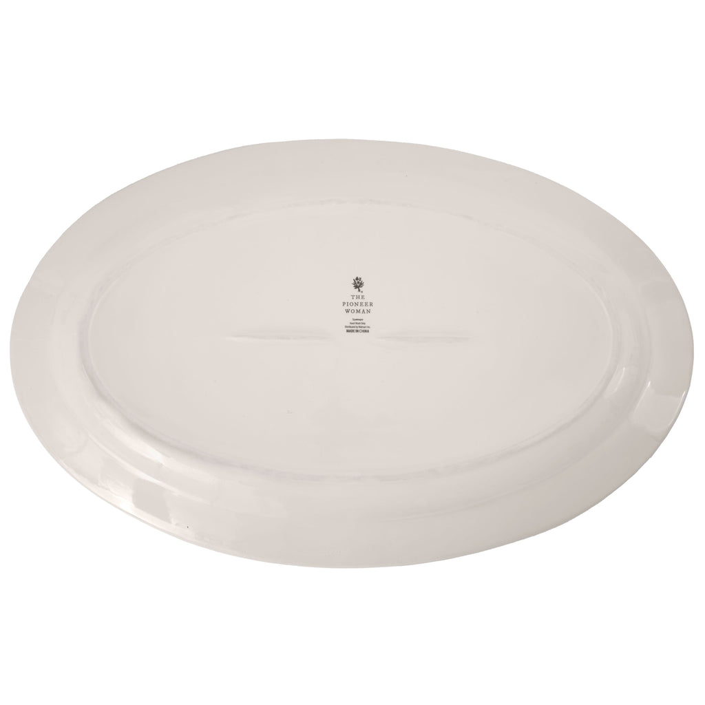 Homesteada™ Vintage Lace 20-inch Stoneware Oval Serving Tray Platter, White