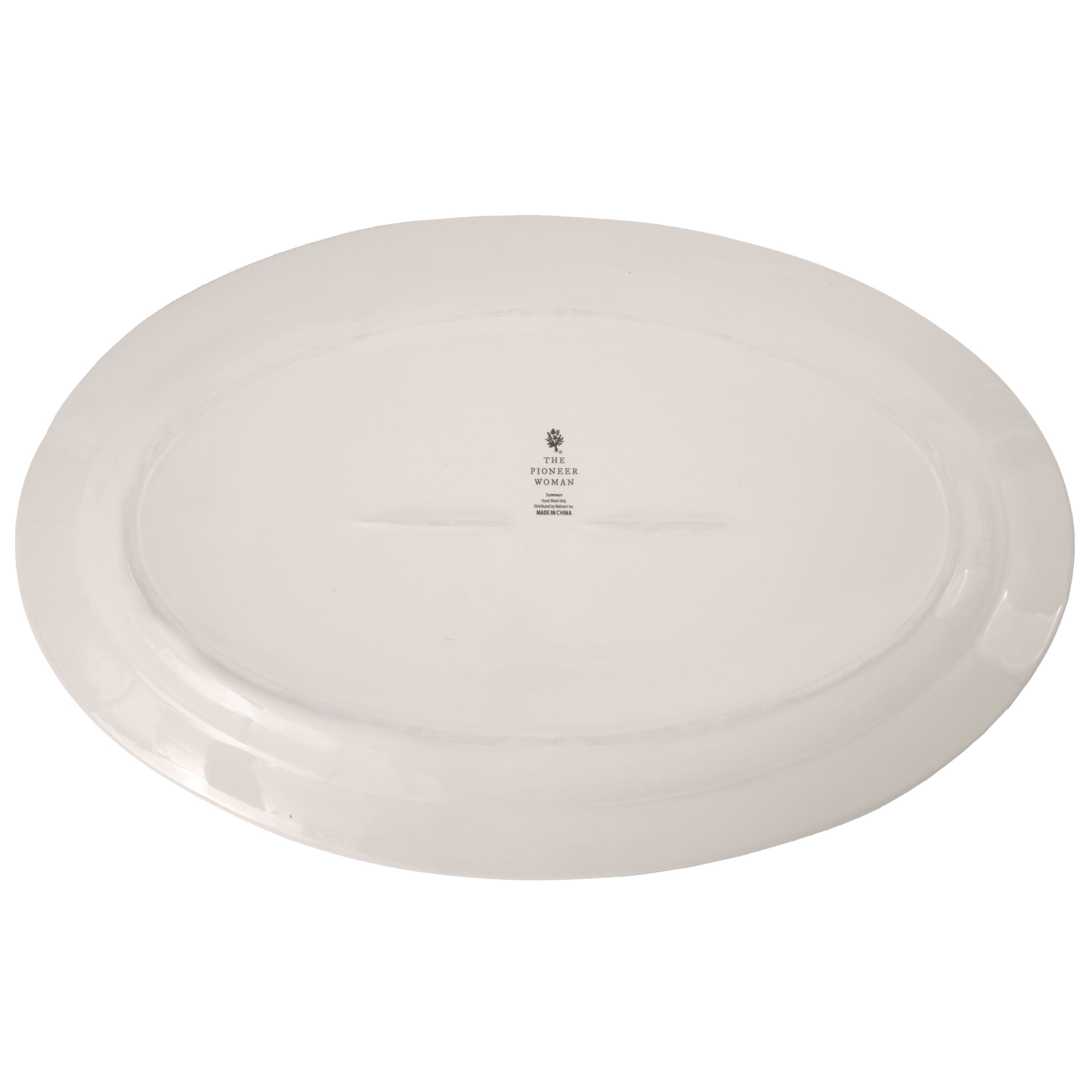 Homesteada™ Vintage Lace 20-inch Stoneware Oval Serving Tray Platter, White