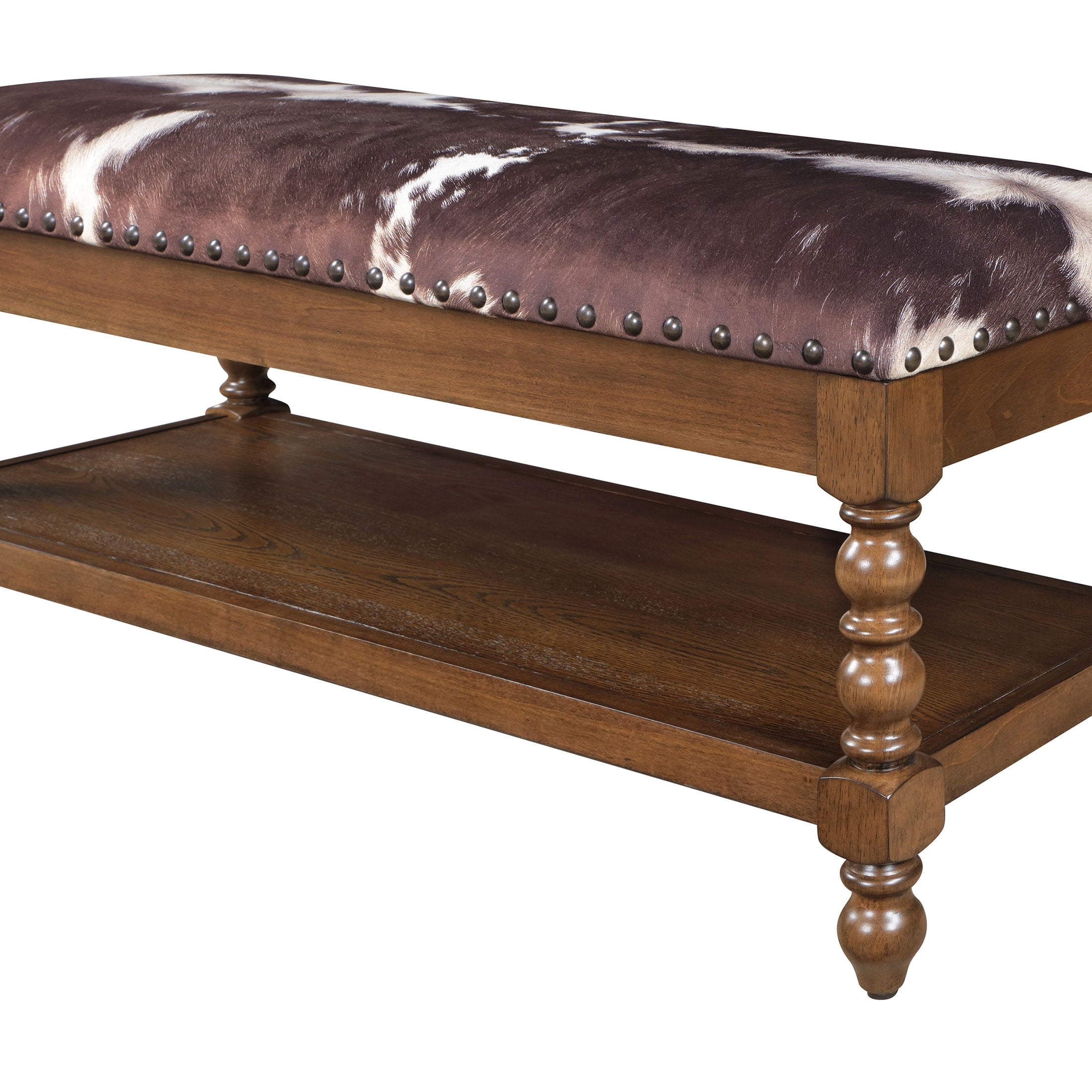 Homesteada™ Harper Bench, Faux Cowhide Fabric