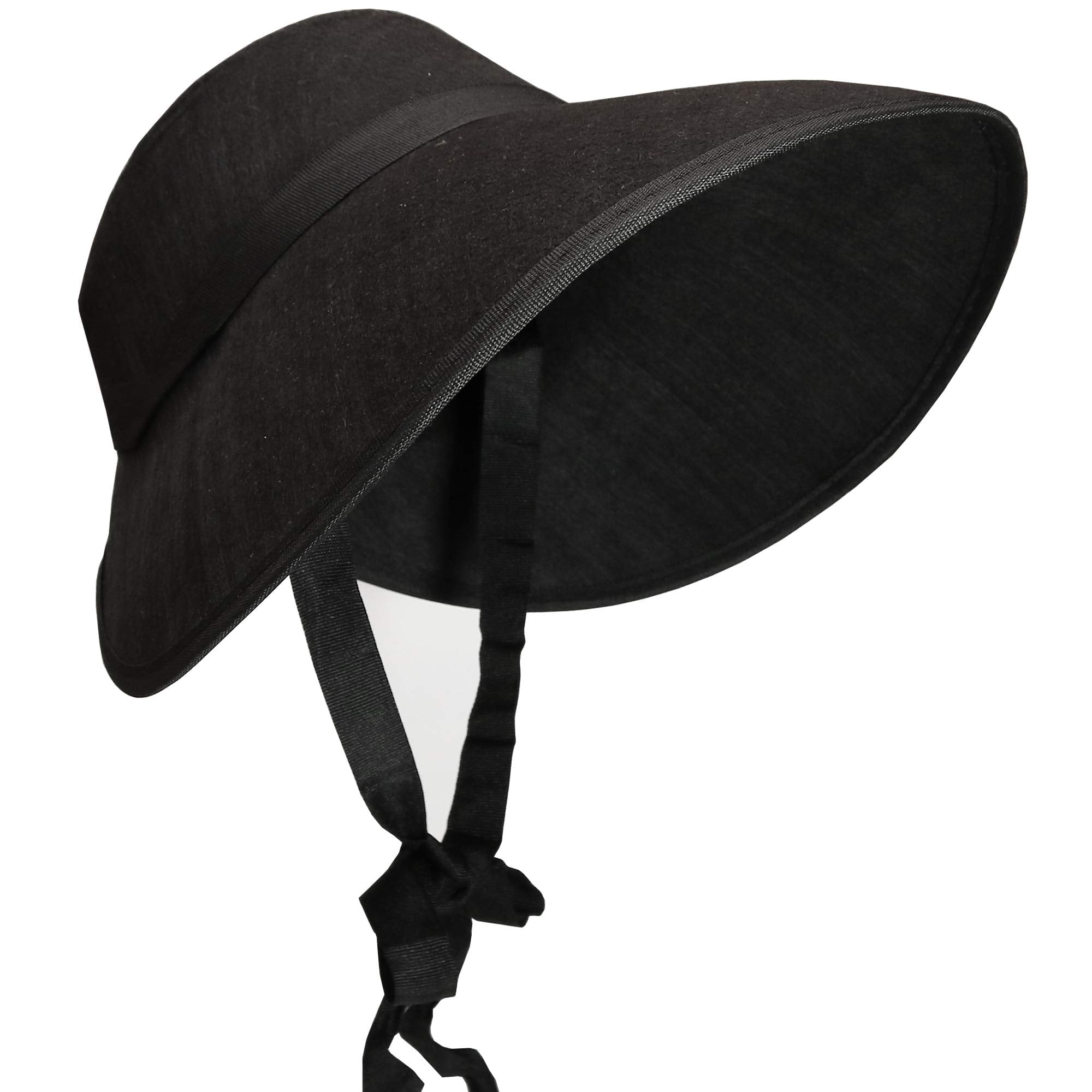 Homesteada™ Skeleteen Vintage Old Fashioned Bonnet - Black Colonial Heritage Country Prairie Felt Sun Hat Bonnets for Women and Children