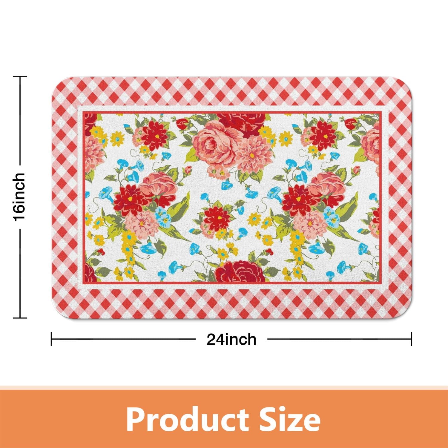 Homesteada™ Flower Kitchen Mat Sets 2 Piece Farmhouse Anti Fatigue Waterproof Stain Resistant Floor Rug Non Slip Homesteada™ Vintage Floral Kitchen Laundry Room Rug - 17x30+17x47Inch