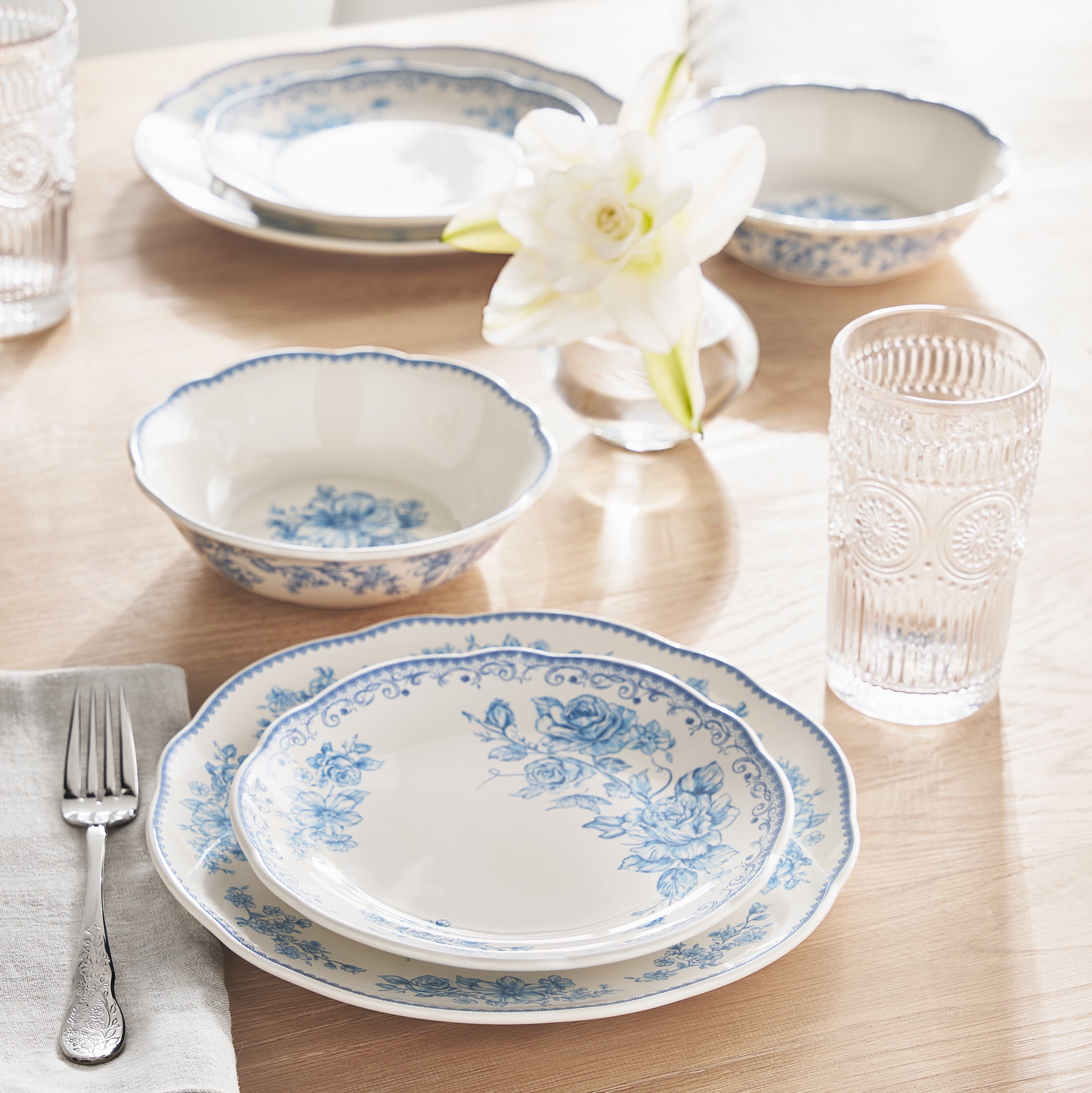 Homesteada™ Agatha 12-Piece Stoneware Dinnerware Set, Blue