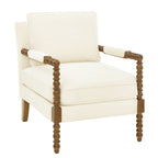 Homesteada™ Harper Spindle Accent Chair, Antique White Fabric Upholstery