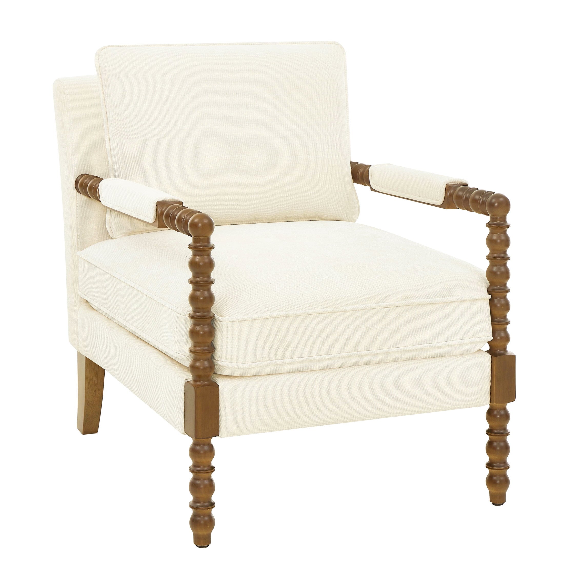 Homesteada™ Harper Spindle Accent Chair, Antique White Fabric Upholstery