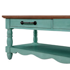 Homesteada™ Helen Coffee Table Made With Solid Wood Frame, Teal