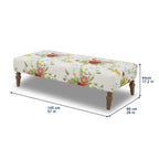 Homesteada™ Vintage Floral Fabric Rectangular Ottoman, White