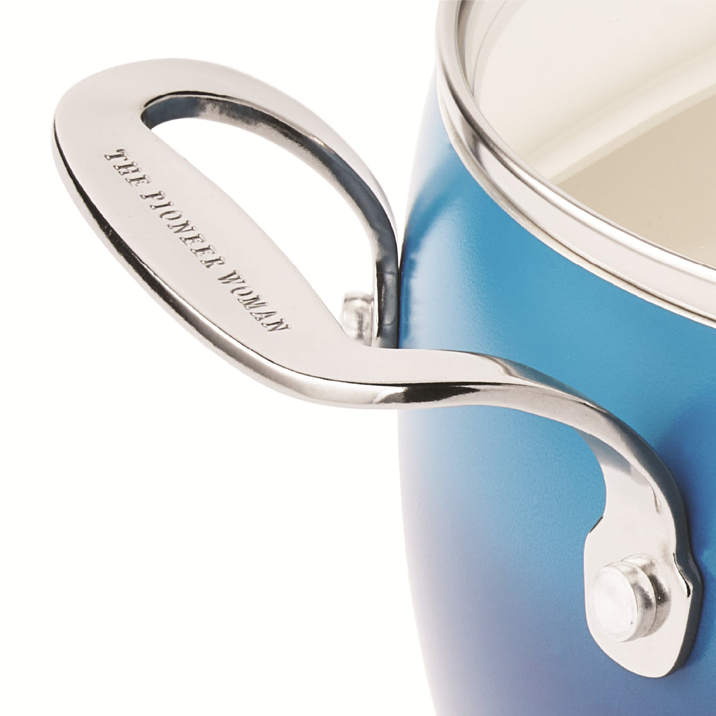 Homesteada™ Harlow 15-Piece Cookware Set, Ceramic Non-Stick Pots and Pans Set, Denim Blue