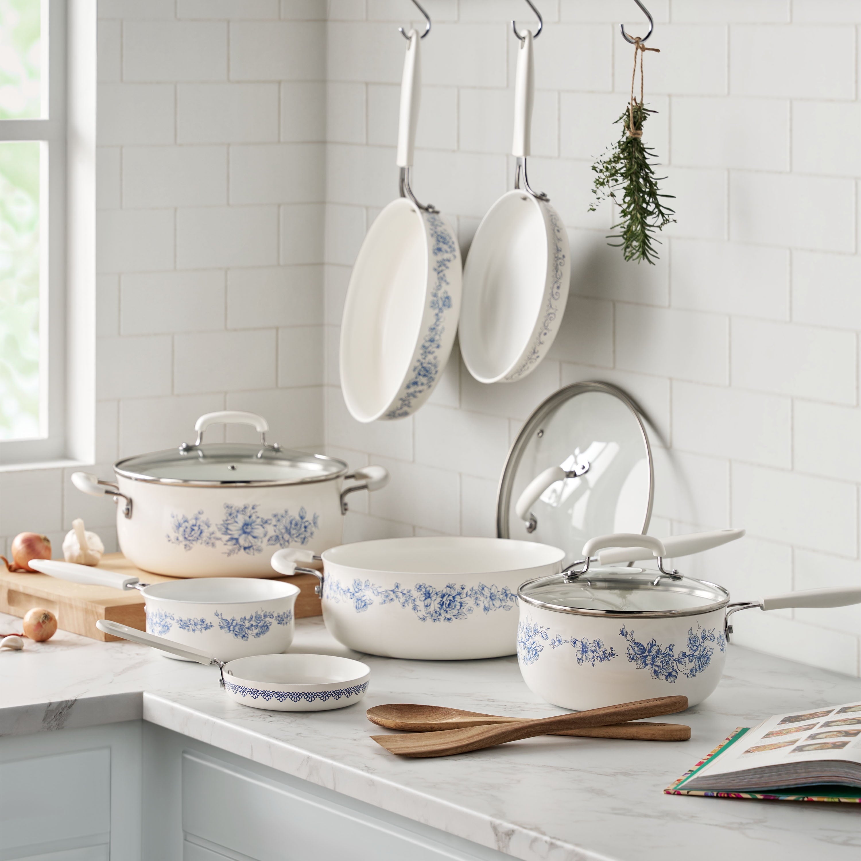 Homesteada™ 12-Piece Classic Ceramic Cookware Set, Agatha Blue