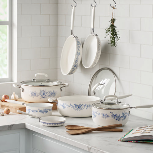 Homesteada™ 12-Piece Classic Ceramic Cookware Set, Agatha Blue