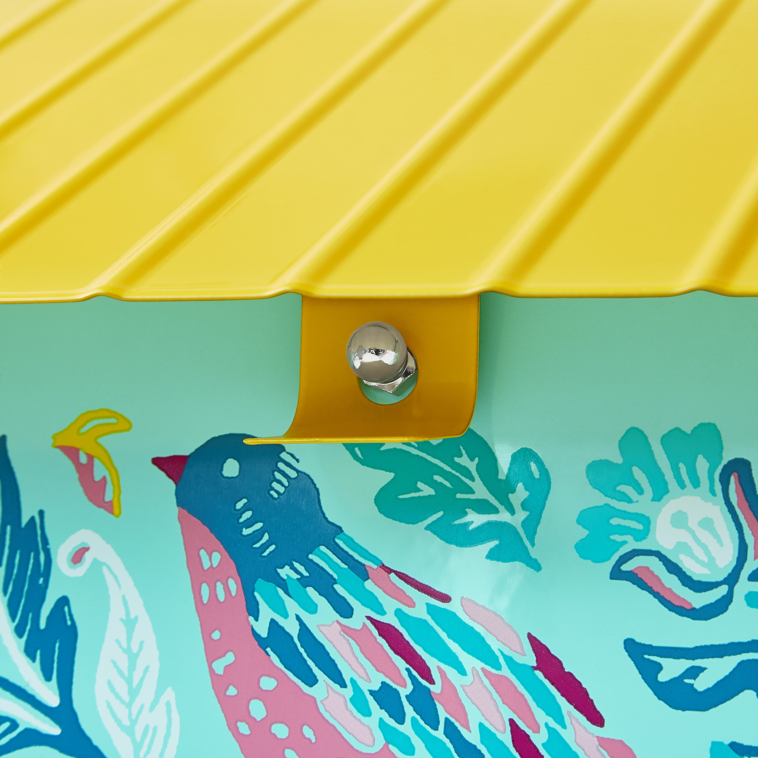 Homesteada™ Bird Ogee Metal Squirrel Proof Hopper Bird Feeder 5.5QT , Teal Yellow