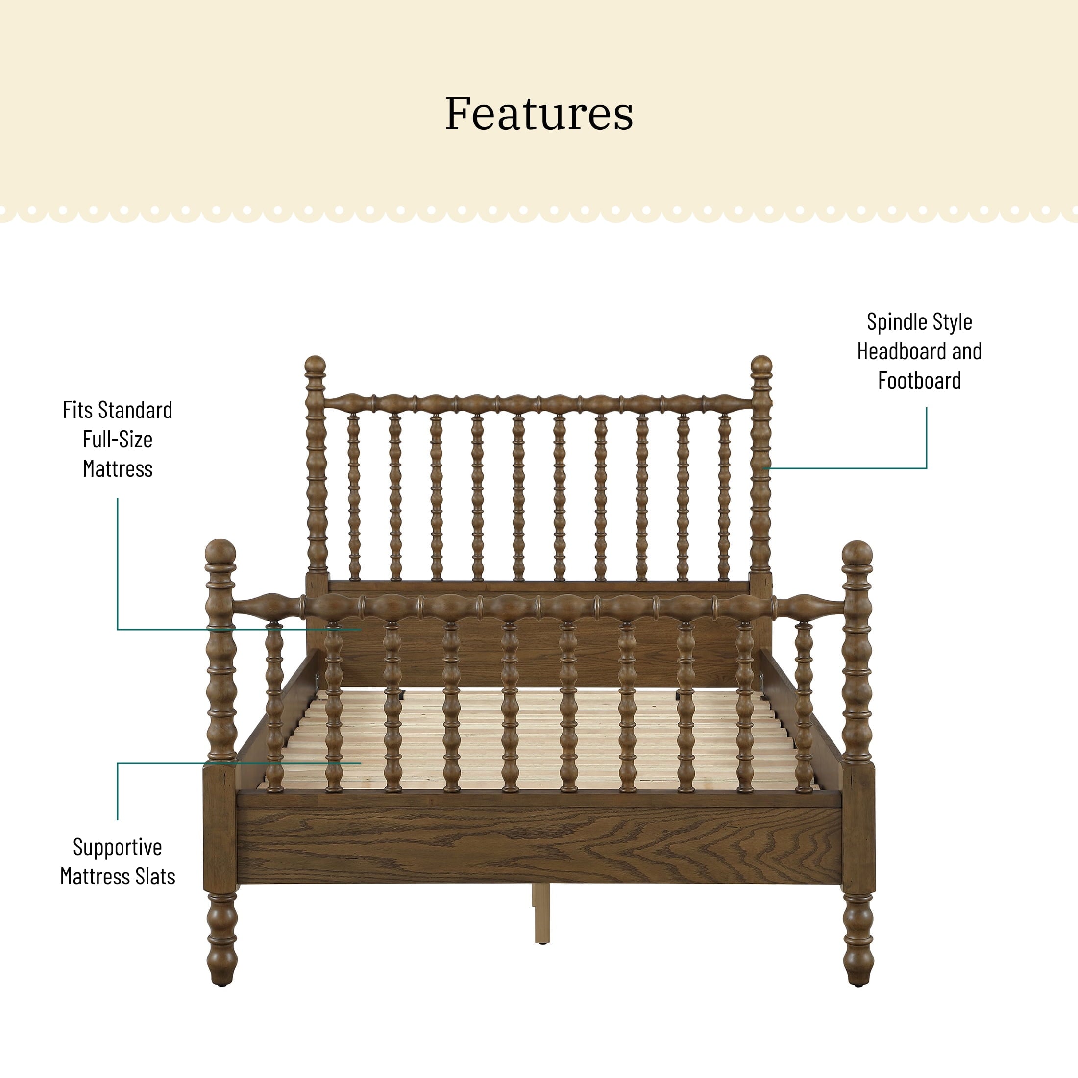 Homesteada™ Harper Spindle Bed, Full, Homestead Brown