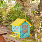 Homesteada™ Bird Ogee Metal Squirrel Proof Hopper Bird Feeder 5.5QT , Teal Yellow