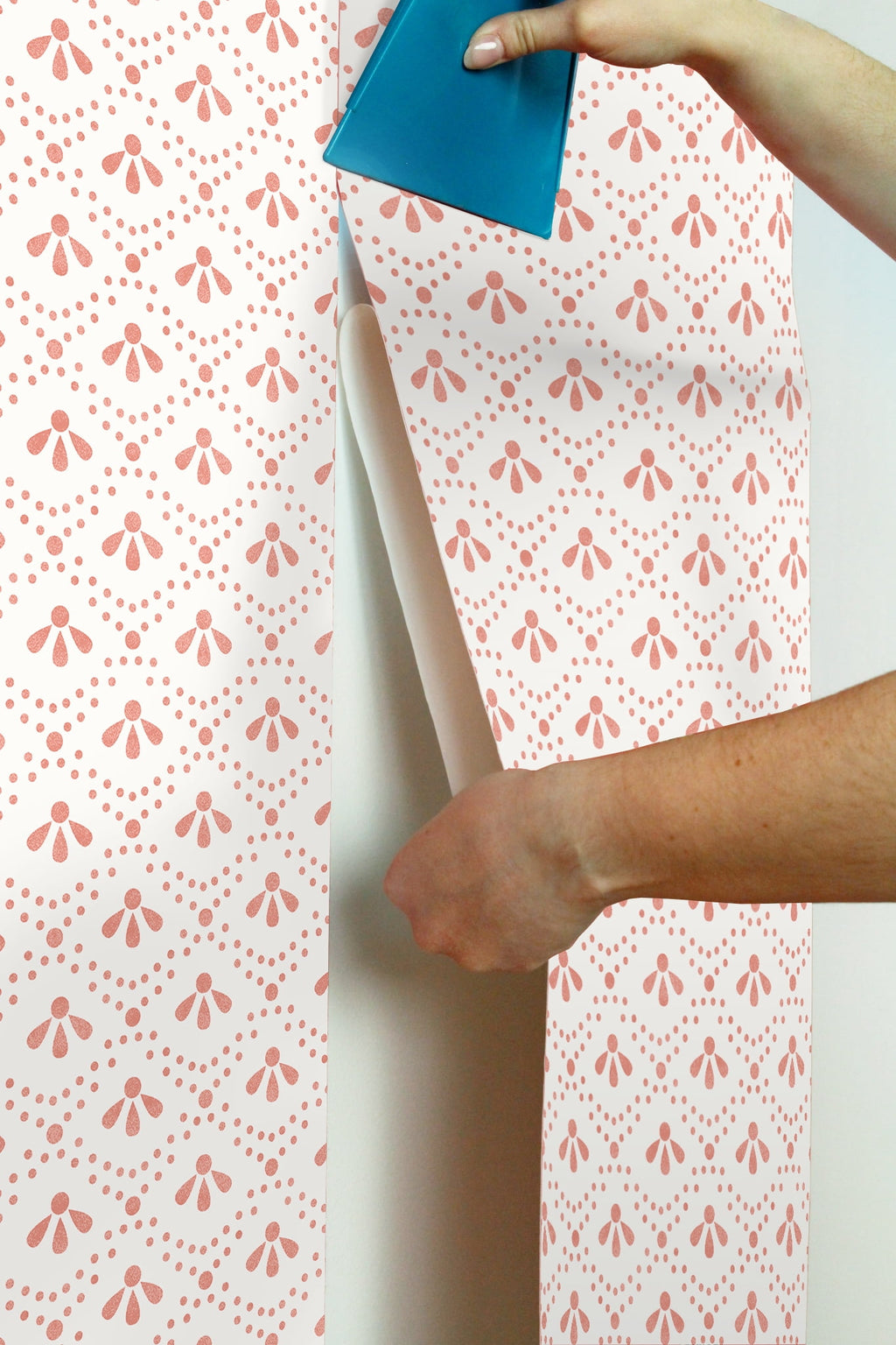 Homesteada™ Coral Tonal Scallop Peel And Stick Vinyl Wallpaper, 215-in by 20.5-in, 30.75 sq. ft.