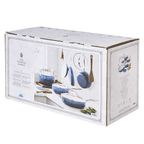 Homesteada™ Harlow 15-Piece Cookware Set, Ceramic Non-Stick Pots and Pans Set, Denim Blue