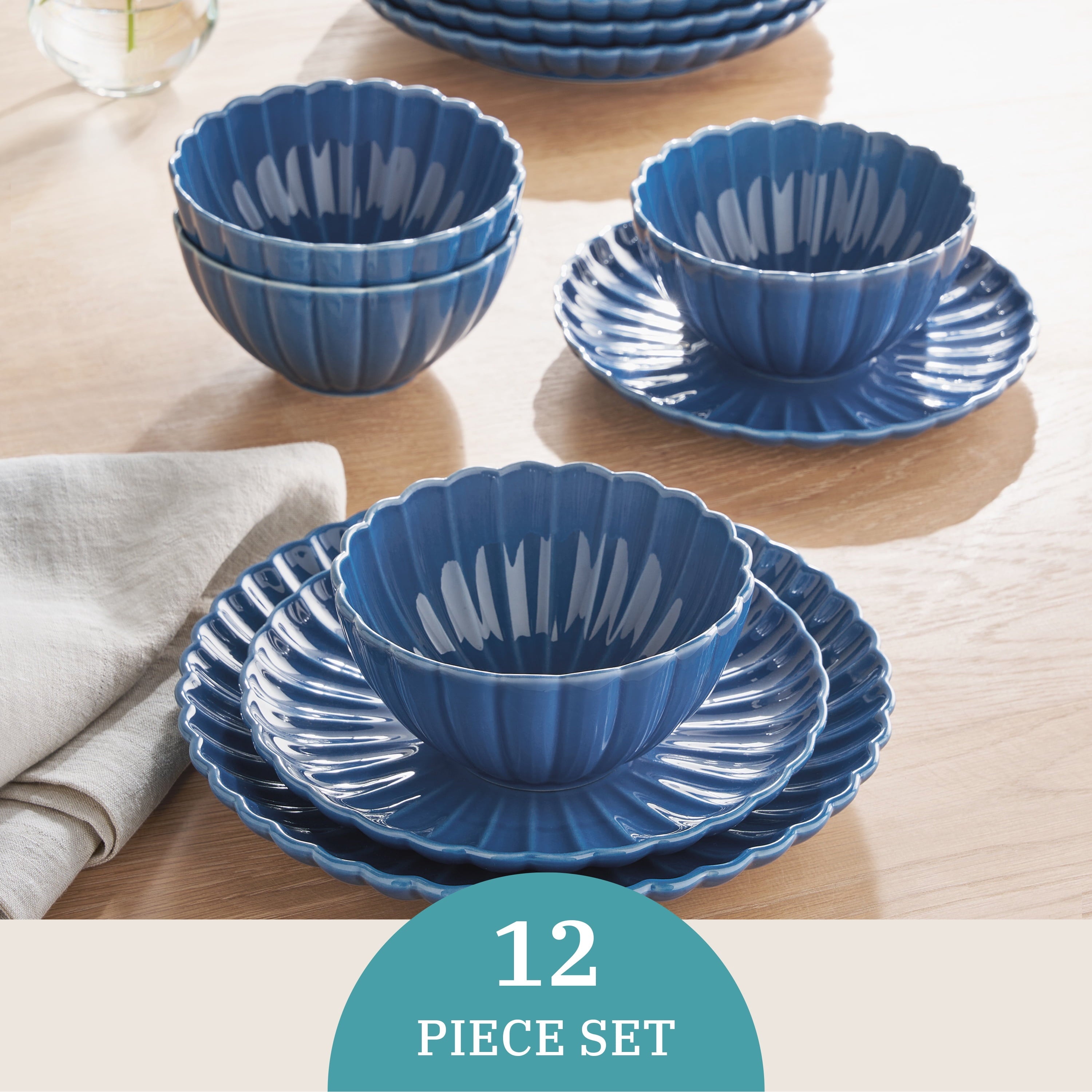 Homesteada™ Colette 12-Piece Stoneware Dinnerware Set, Blue