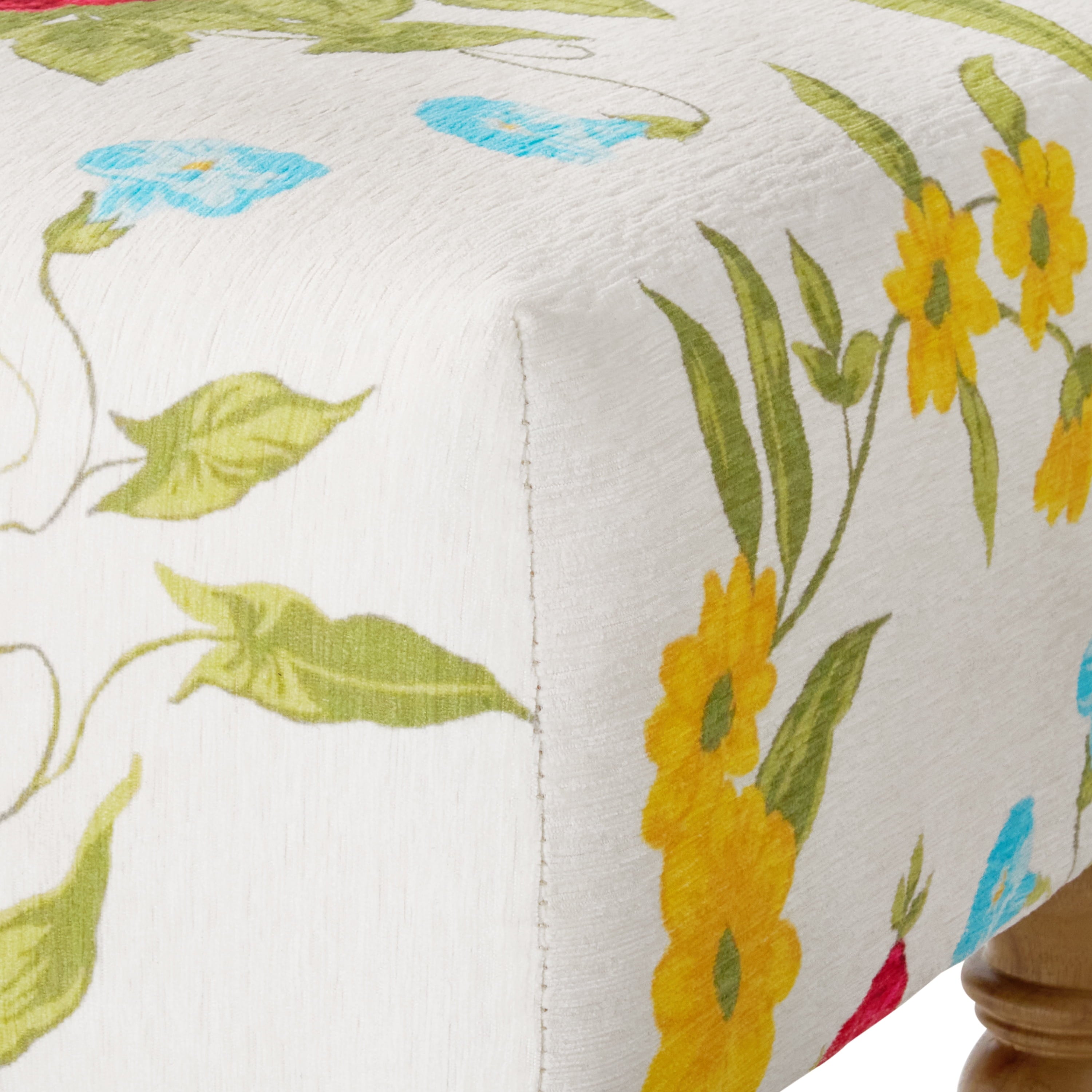 Homesteada™ Sweet Rose Ottoman, White, 17.25 in