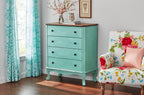 Homesteada™ 4-Drawer Dresser Made With Solid Wood Frame, Teal