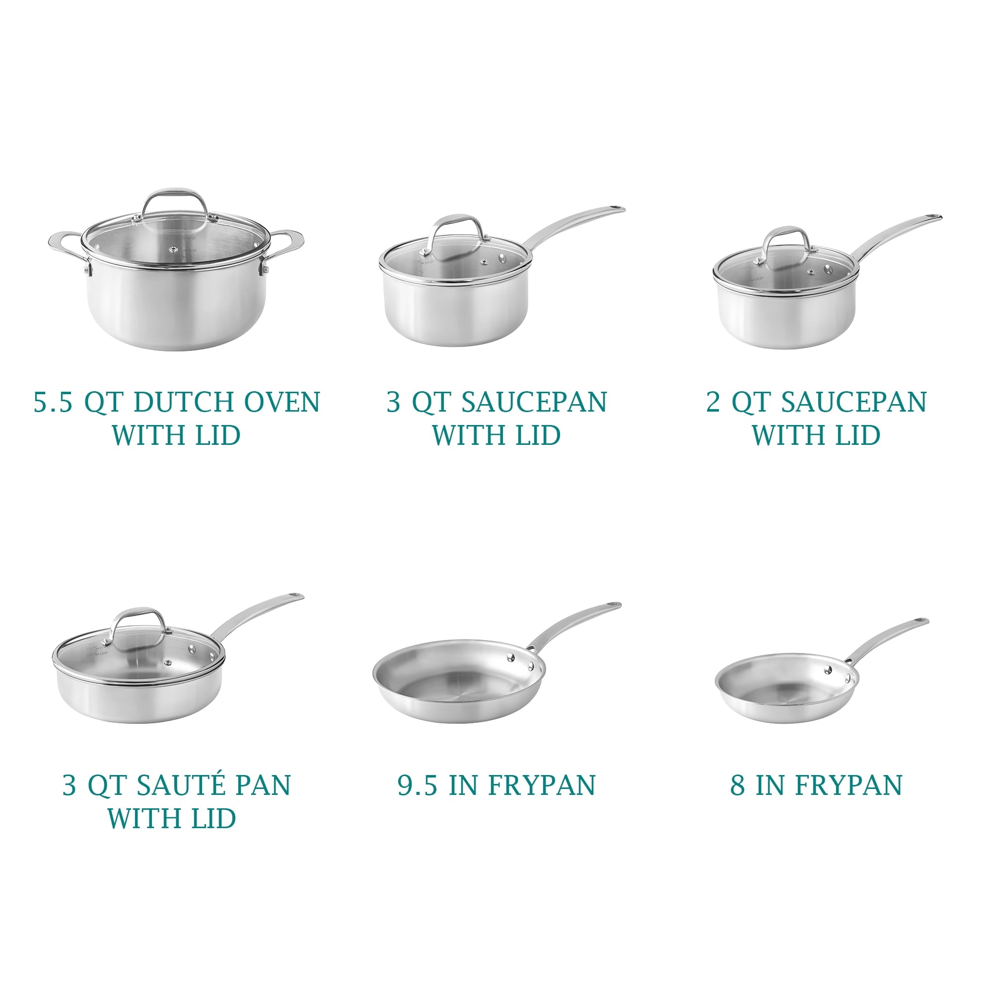 Homesteada™ 14-Piece Stainless Steel Cookware Set, Cooking Pots and Pans Set with Kitchen Utensils