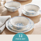 Homesteada™ Agatha 12-Piece Stoneware Dinnerware Set, Blue