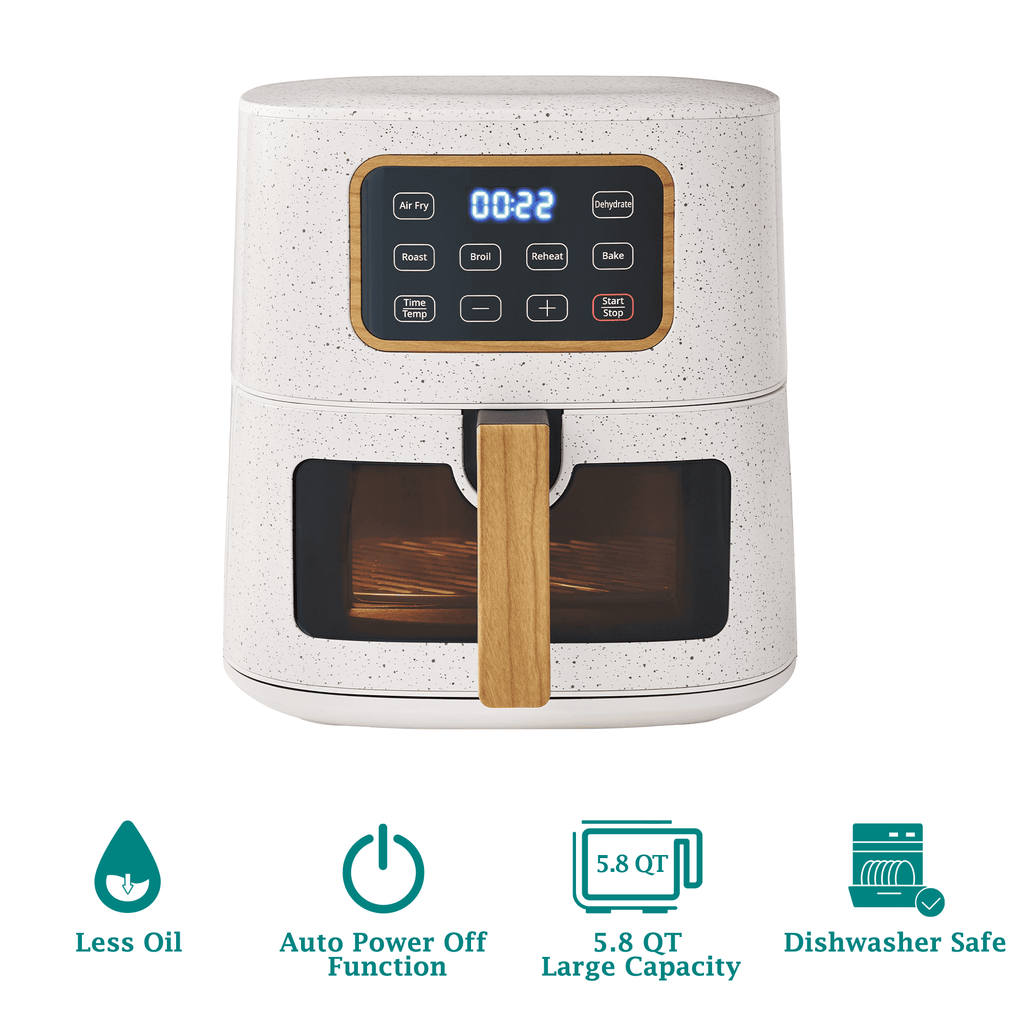Homesteada™ 5.8 Qt Air Fryer, Linen Speckle - Energy Efficient