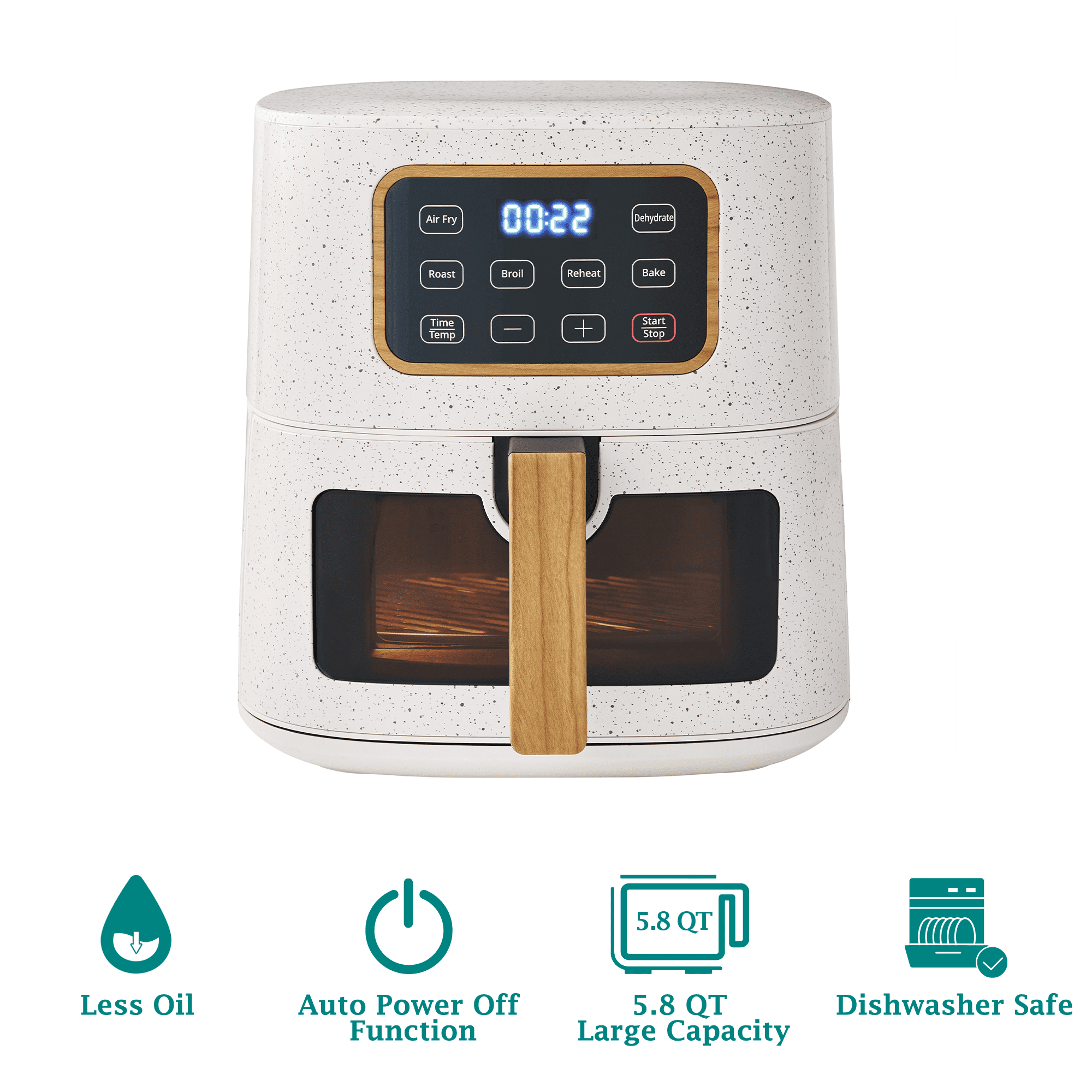 Homesteada™ 5.8 Qt Air Fryer, Linen Speckle - Energy Efficient