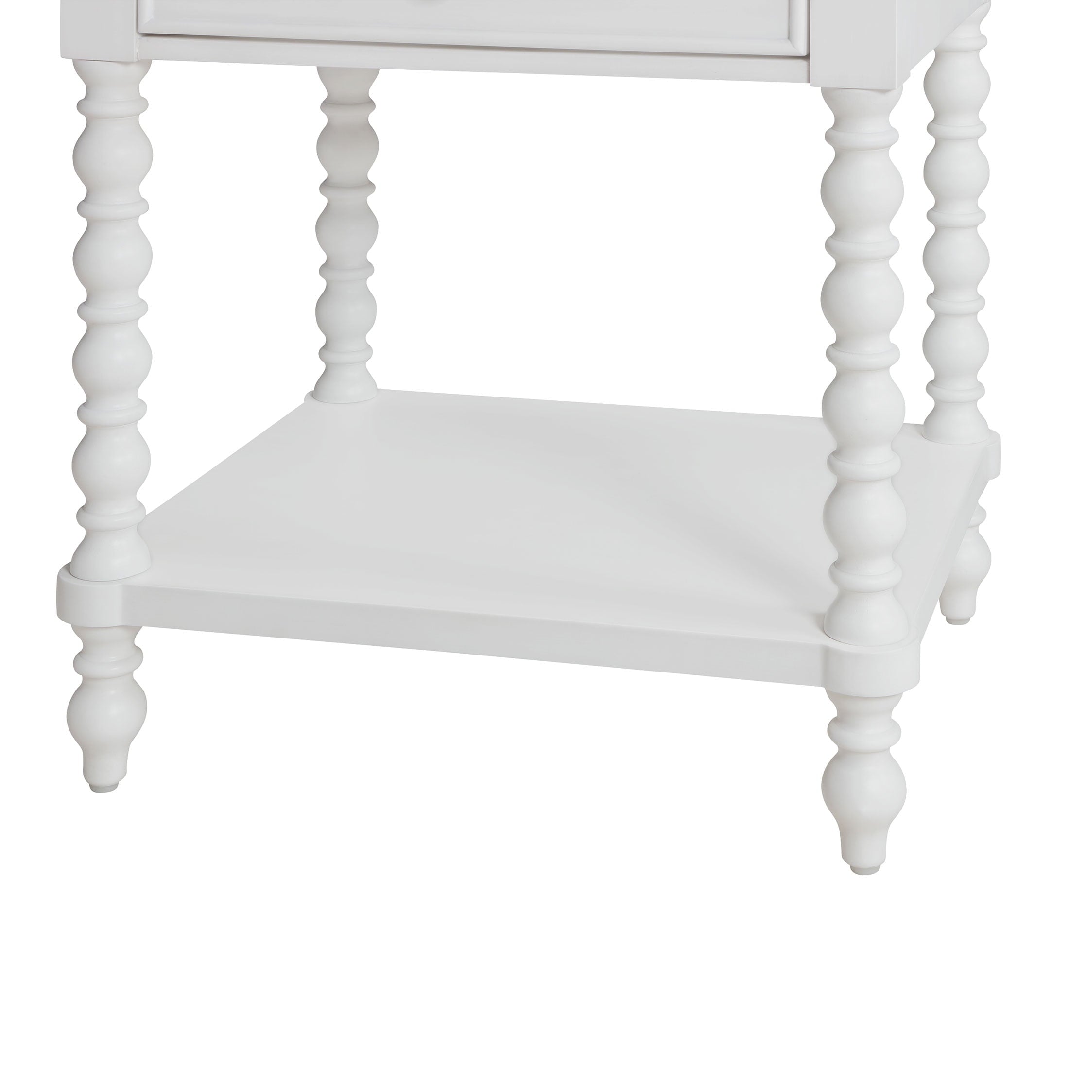 Homesteada™ Harper Spindle Nightstand with USB Charging Ports, Adults and Teens, White Finish