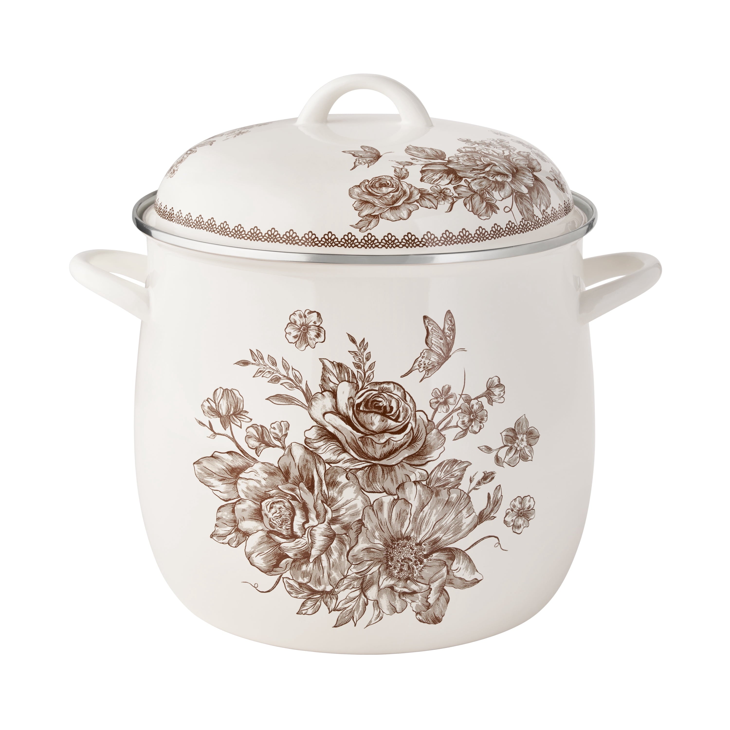 Homesteada™ Agatha 12 Qt Enamel on Steel Stock Pot with Lid, Brown