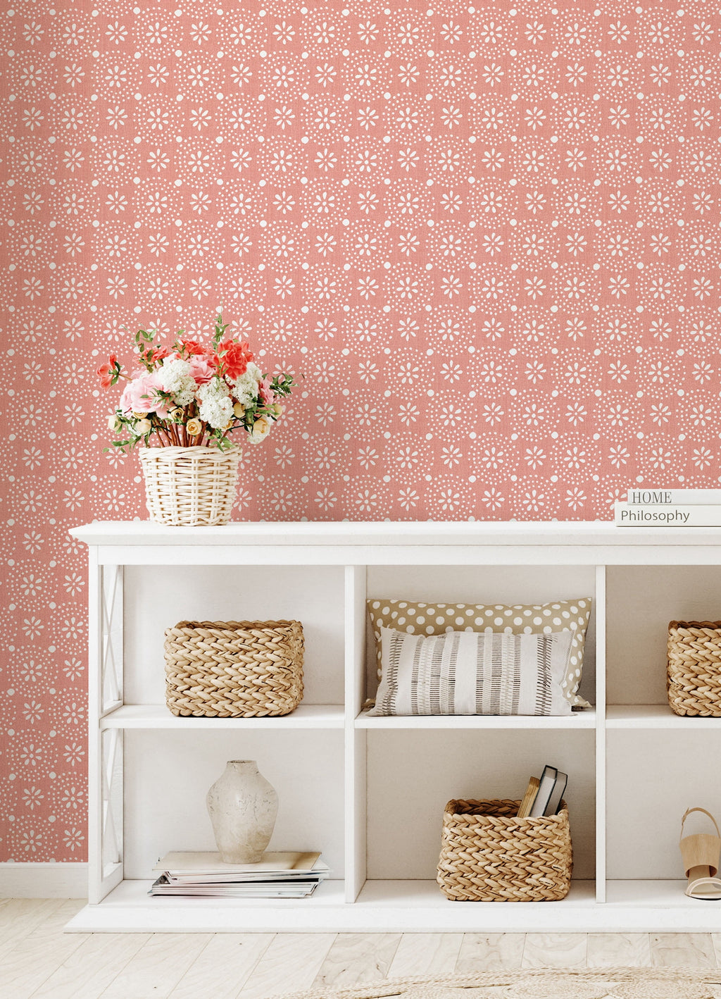 Homesteada™ Green Floral Geo Peel And Stick Vinyl Wallpaper, 215-in by 20.5-in, 30.75 sq. ft.