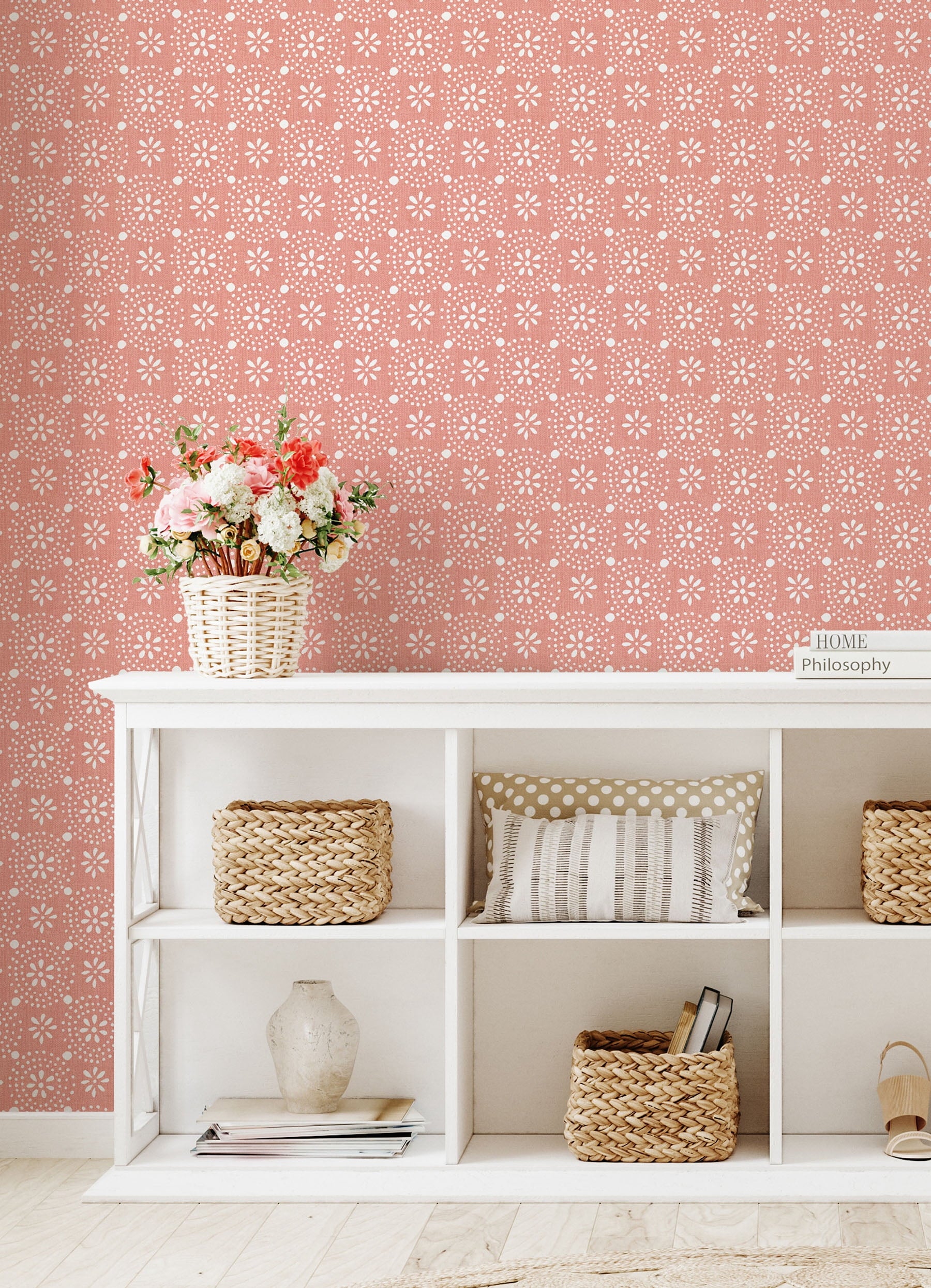 Homesteada™ Green Floral Geo Peel And Stick Vinyl Wallpaper, 215-in by 20.5-in, 30.75 sq. ft.