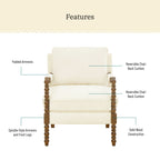 Homesteada™ Harper Spindle Accent Chair, Antique White Fabric Upholstery