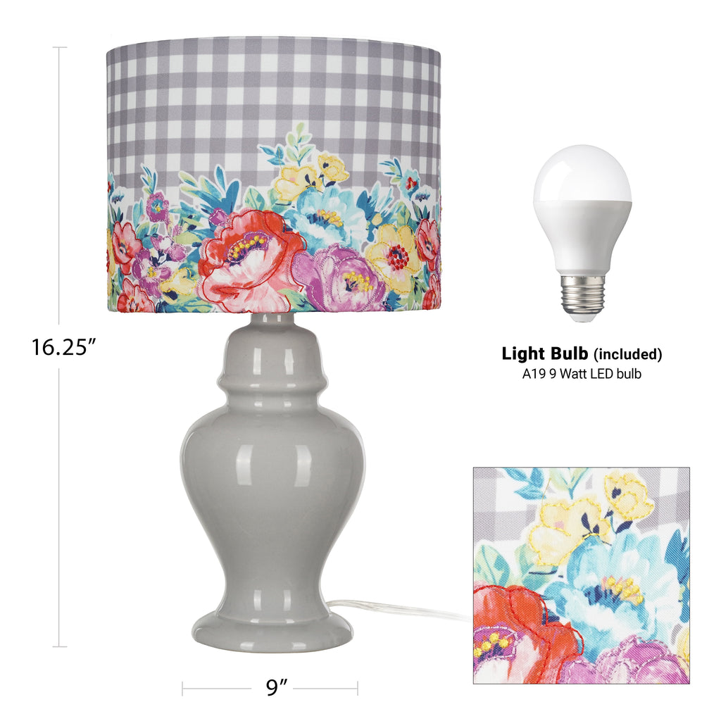 Homesteada™ Sweet Romance Table Lamp, Grey Finish with LED Bulb Included