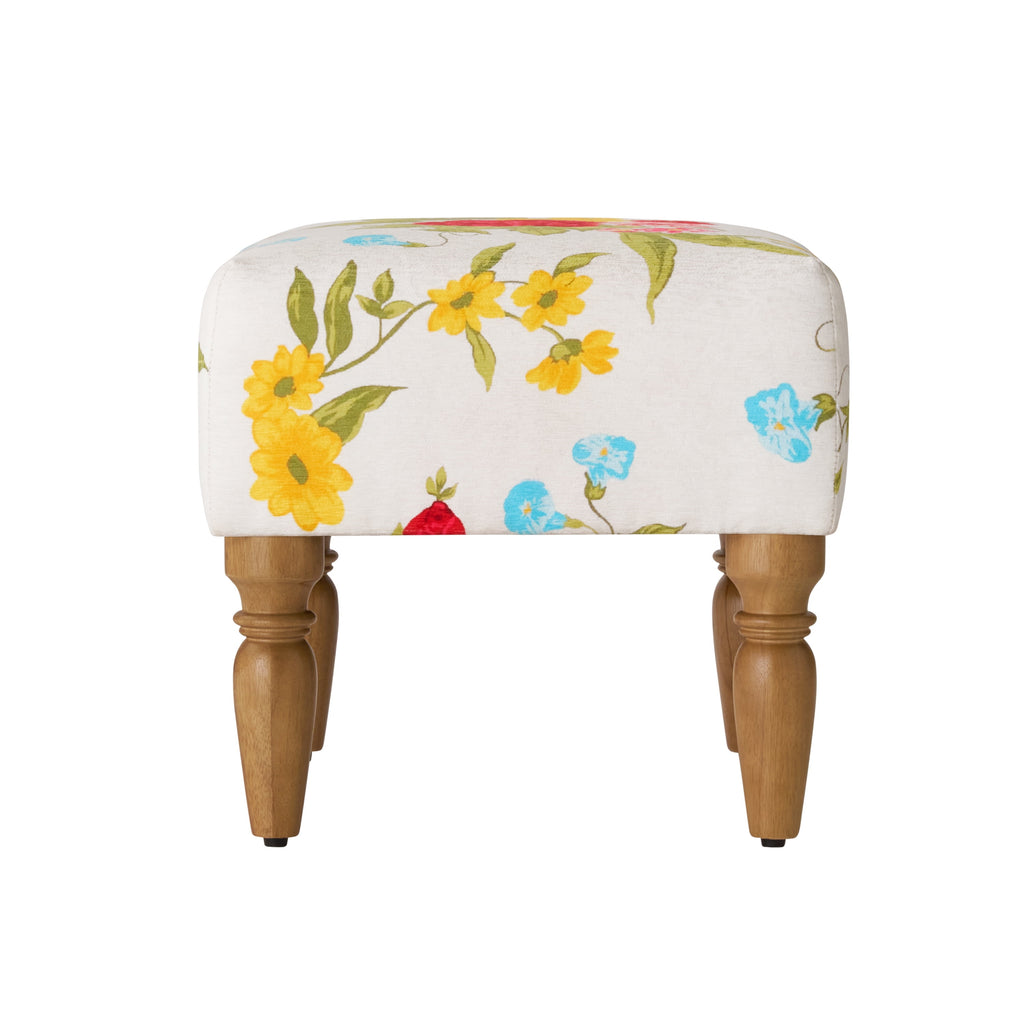 Homesteada™ Sweet Rose Ottoman, White, 17.25 in