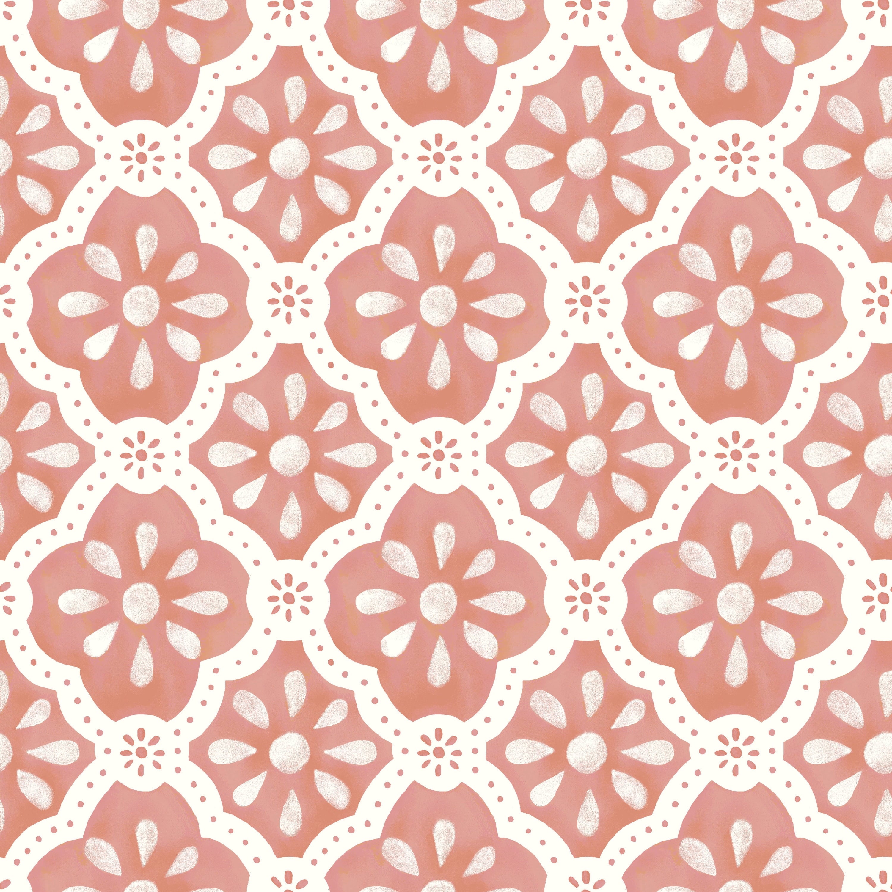 Homesteada™ Pink Salmon Washy Trellis Peel and Stick Wallpaper, 18" x 18.86'