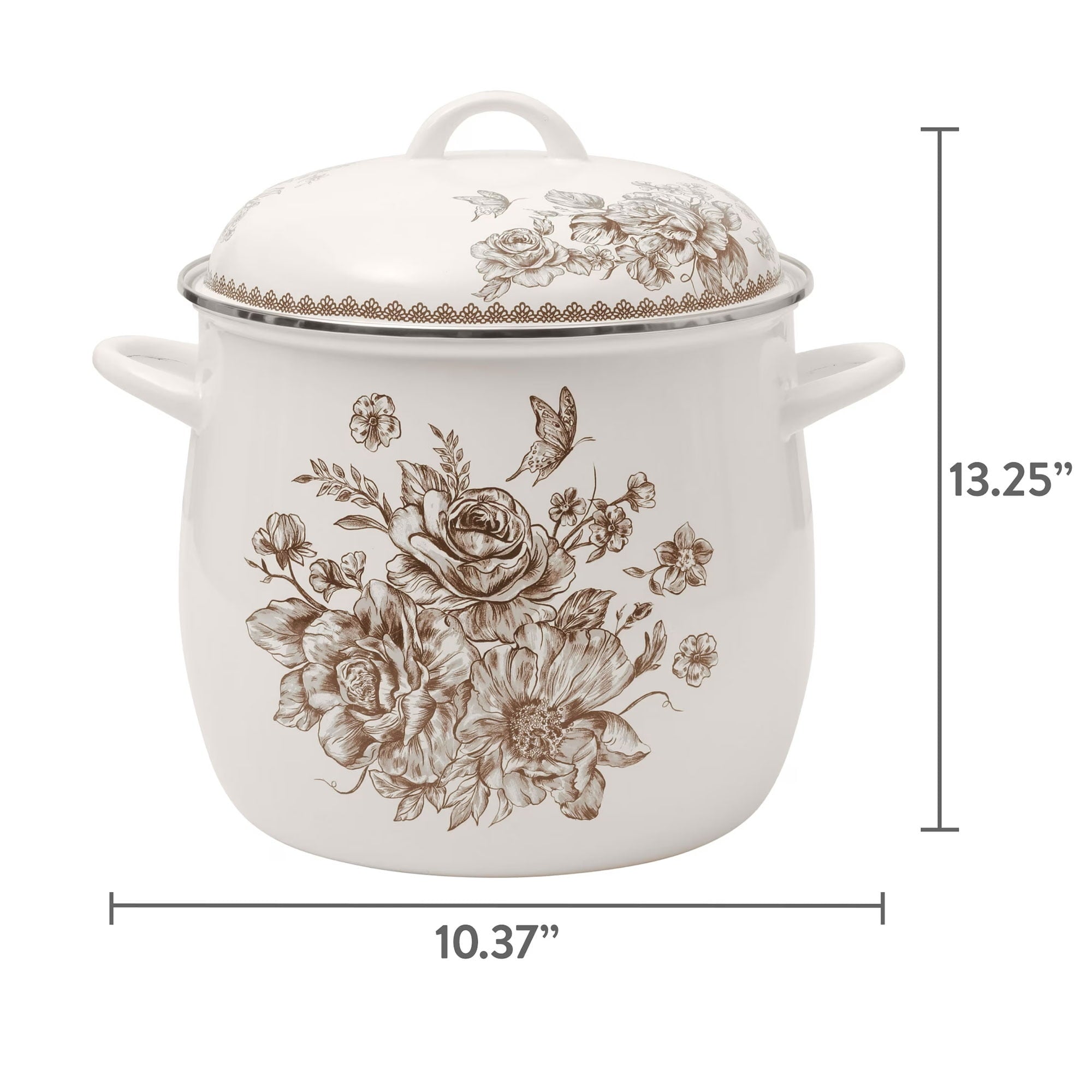 Homesteada™ Agatha 12 Qt Enamel on Steel Stock Pot with Lid, Brown