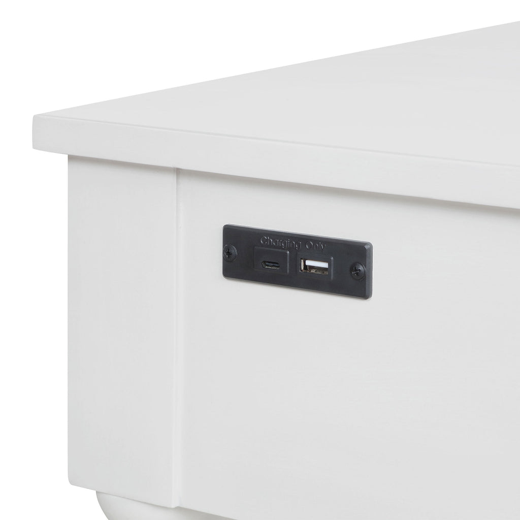 Homesteada™ Harper Spindle Nightstand with USB Charging Ports, Adults and Teens, White Finish