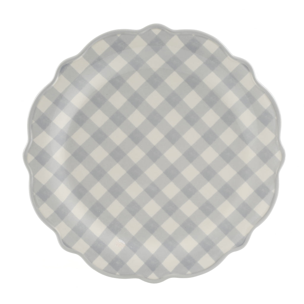 Homesteada™ Gingham 12-Piece Ceramic Dinnerware Set, Gray