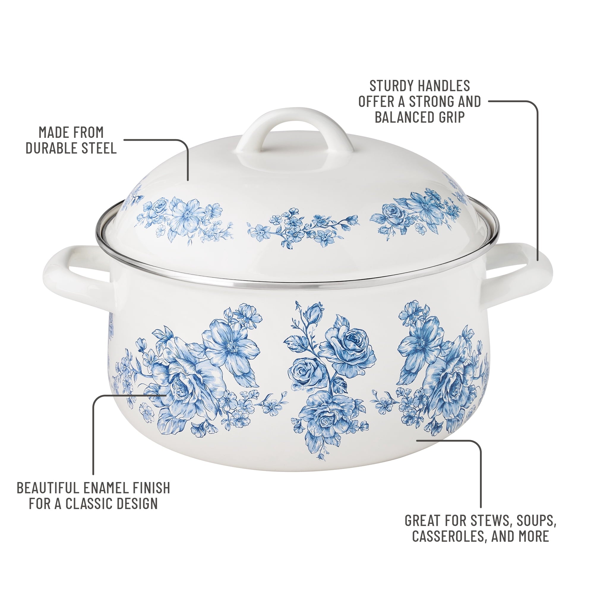 Homesteada™ Agatha Enamel-on-Steel 6-Quart Dutch Oven, Blue