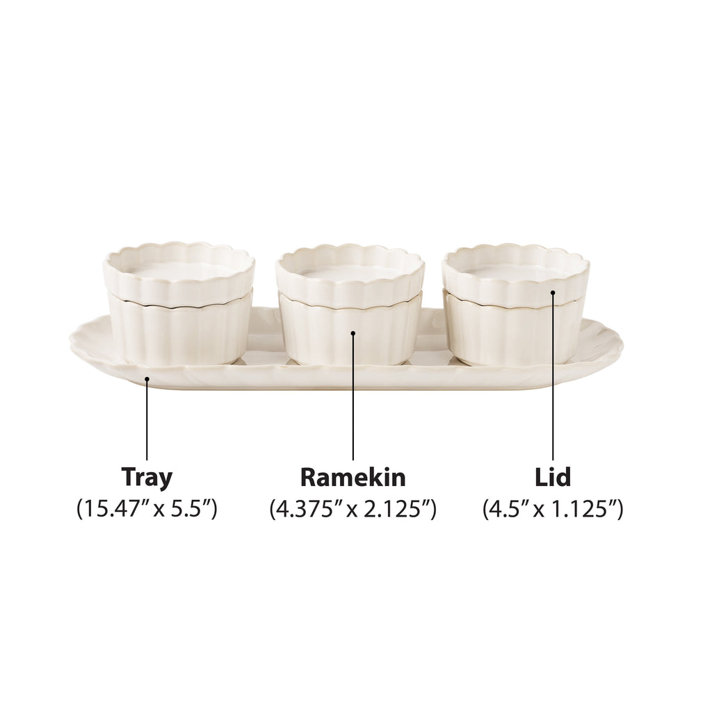 Homesteada™ Cream Colette Tray with 3 Bowls with lids
