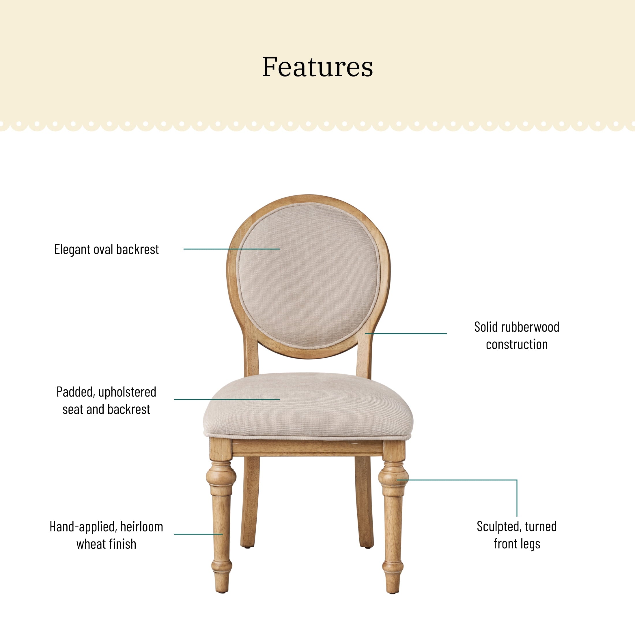 Homesteada™ Willa Rounded Back Dining Chairs, Heirloom Wheat, Set of 2