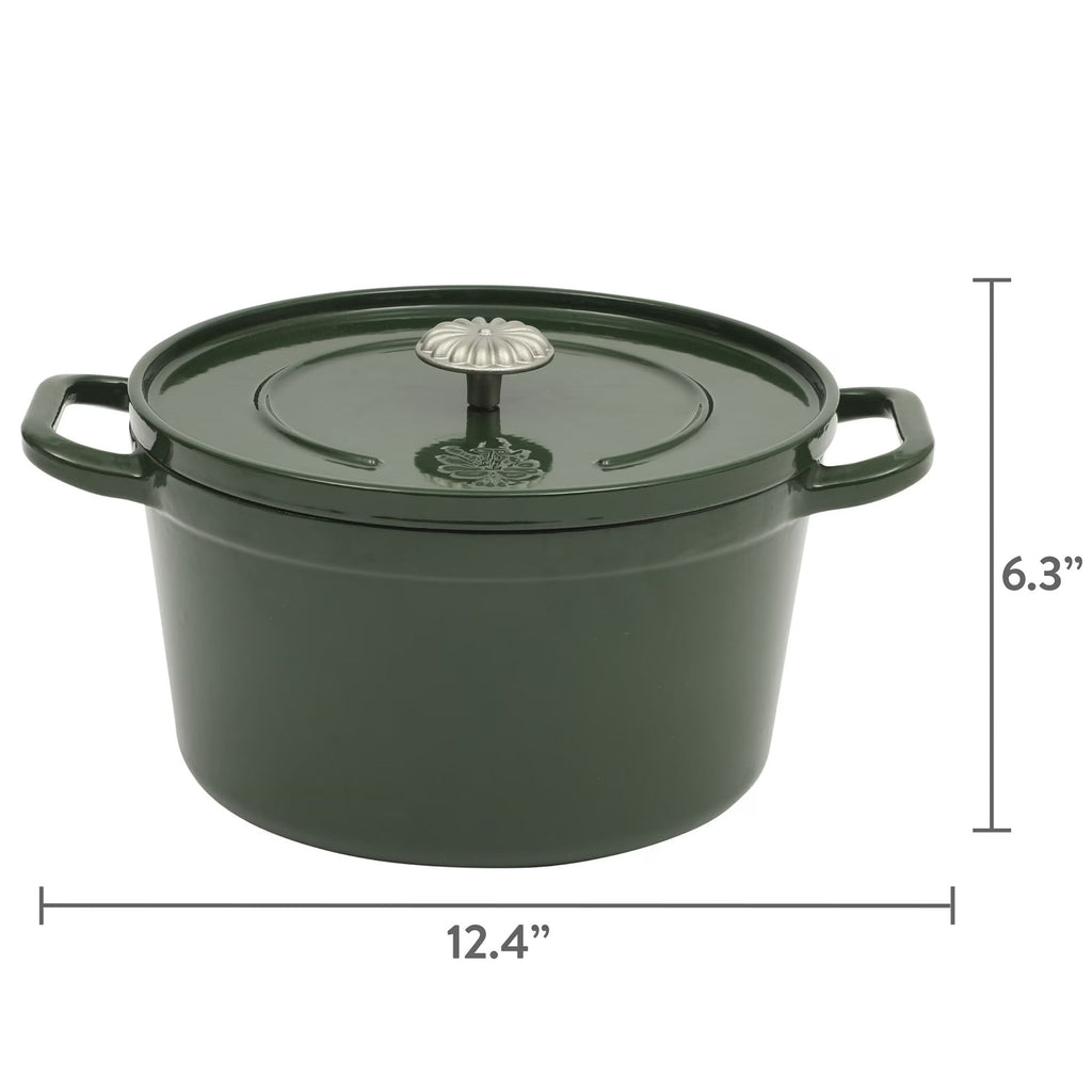 Homesteada™ 5-Quart Enamel Cast Iron Dutch Oven with Lid, Dark Green