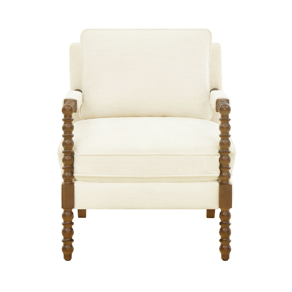 Homesteada™ Harper Spindle Accent Chair, Antique White Fabric Upholstery