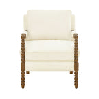 Homesteada™ Harper Spindle Accent Chair, Antique White Fabric Upholstery