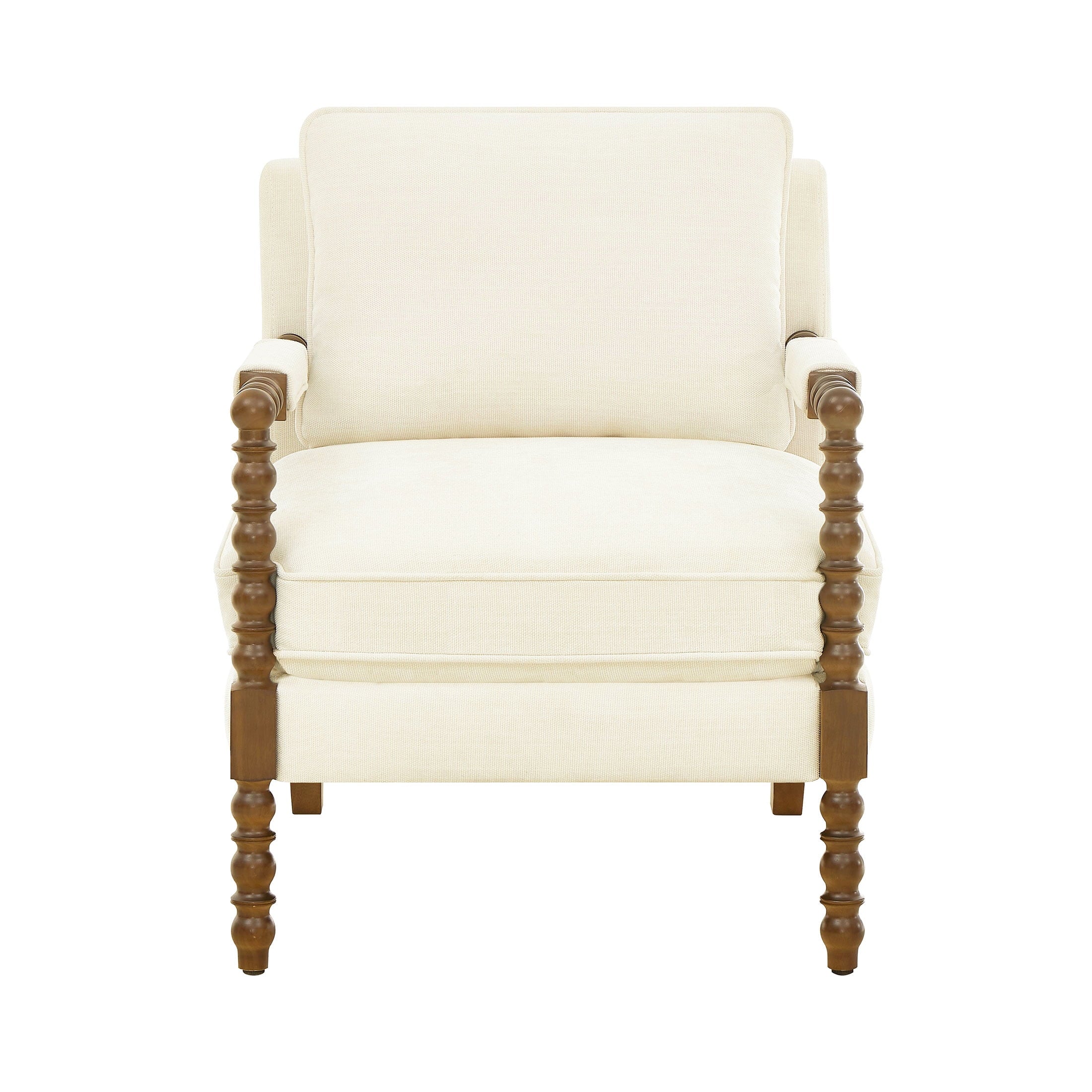 Homesteada™ Harper Spindle Accent Chair, Antique White Fabric Upholstery