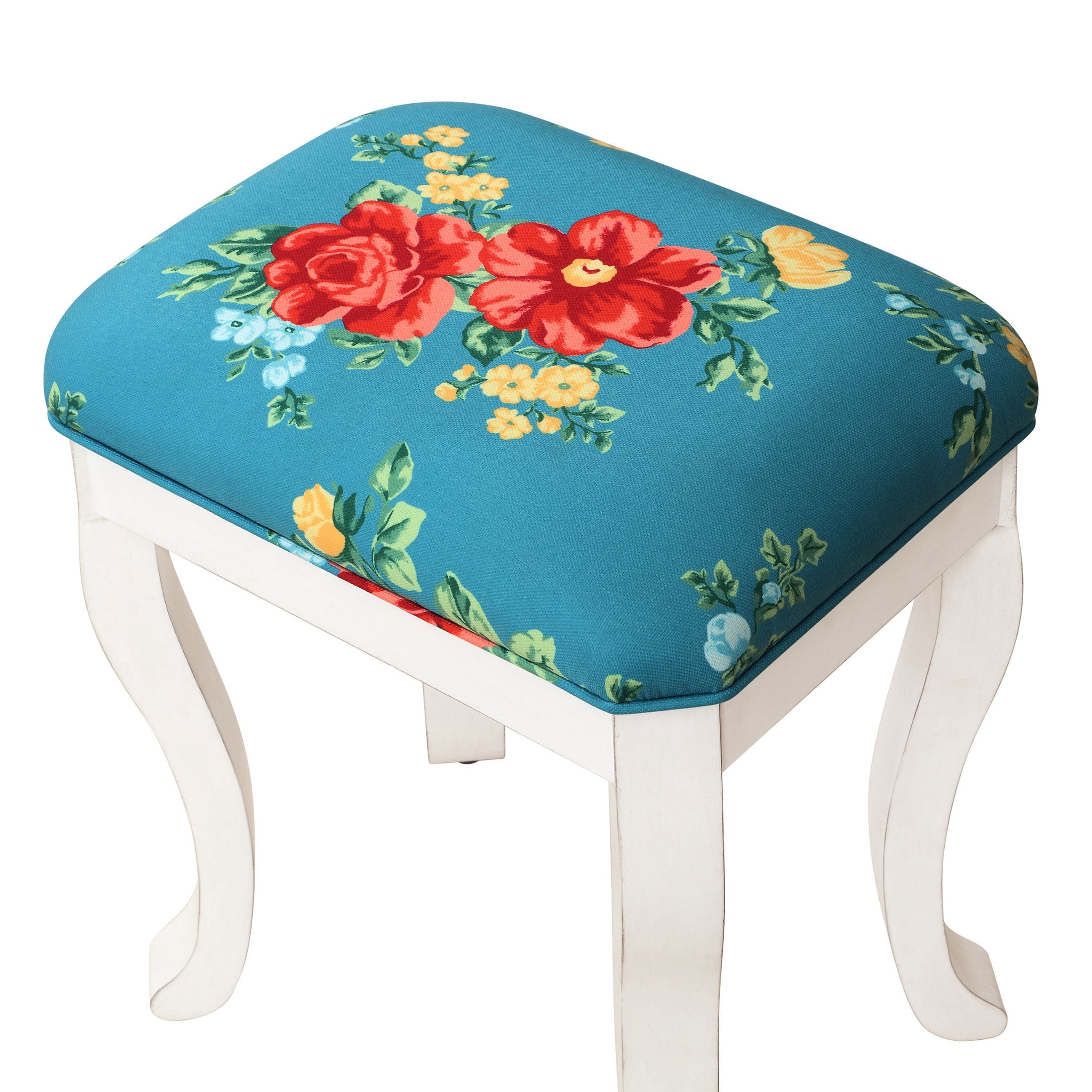 Homesteada™ Vanity Set and Stool with Tri-Fold Mirror and Made With Solid Wood Frame, White