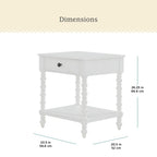 Homesteada™ Harper Spindle Nightstand with USB Charging Ports, Adults and Teens, White Finish