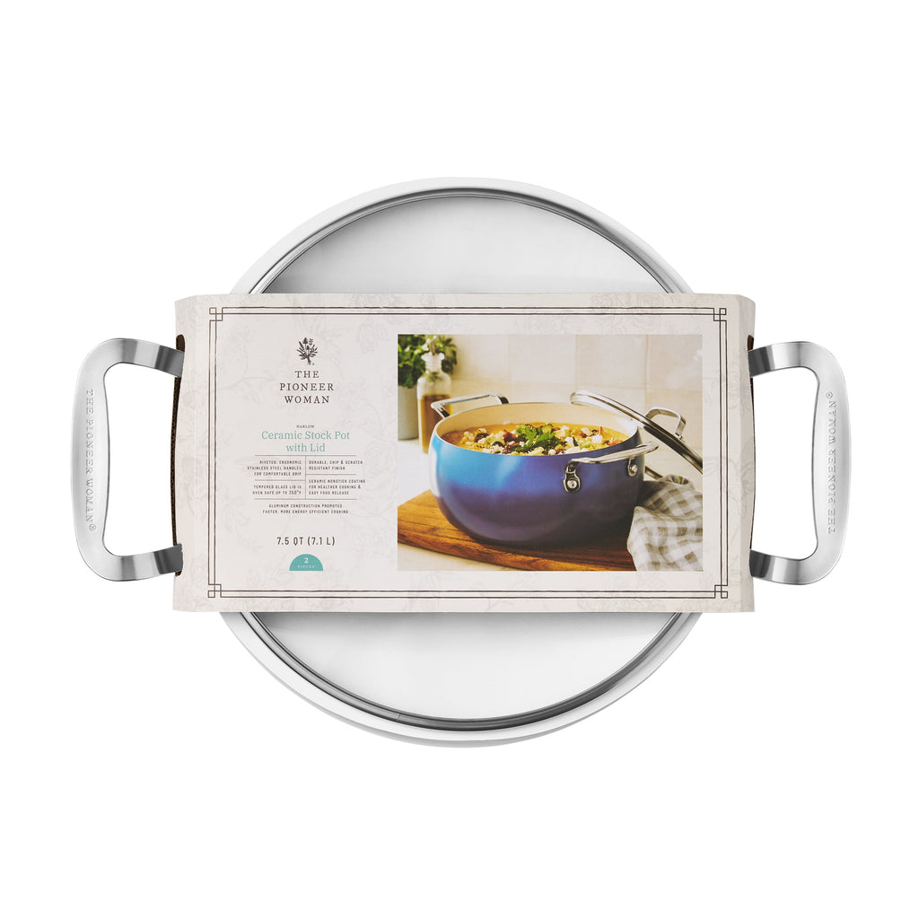 Homesteada™ Harlow 7.5 Qt Ceramic Non-Stick Stock Pot with Lid, Denim Blue