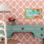 Homesteada™ Pink Salmon Washy Trellis Peel and Stick Wallpaper, 18" x 18.86'