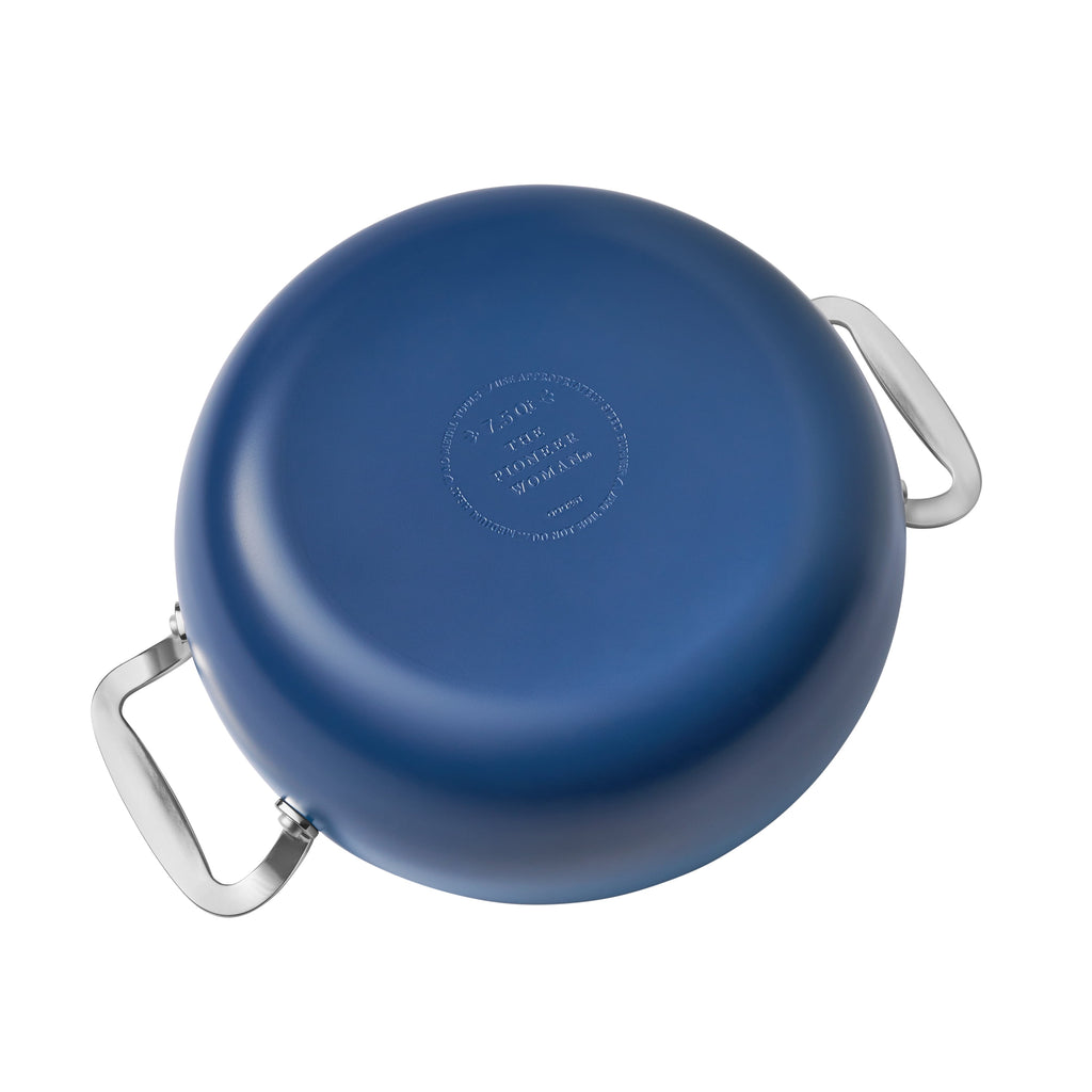 Homesteada™ Harlow 7.5 Qt Ceramic Non-Stick Stock Pot with Lid, Denim Blue