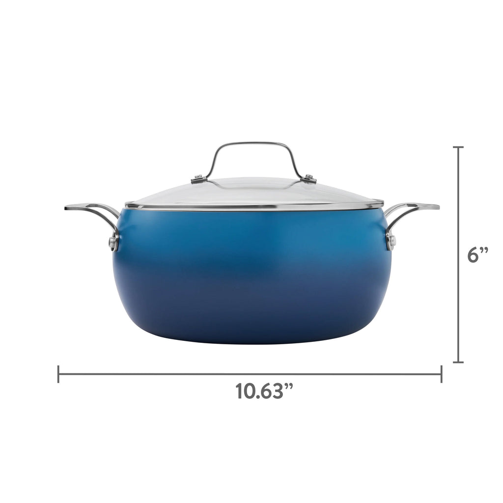 Homesteada™ Harlow 7.5 Qt Ceramic Non-Stick Stock Pot with Lid, Denim Blue